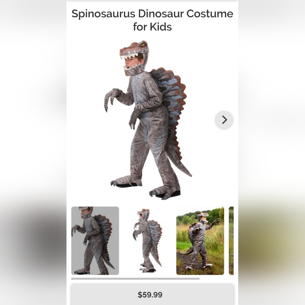 Kids Spinosaurus Dinosaur Costume Small
